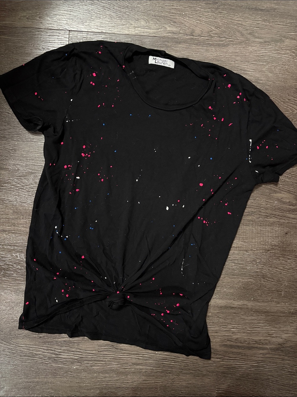 Black Paint-Splatter Knot Tee